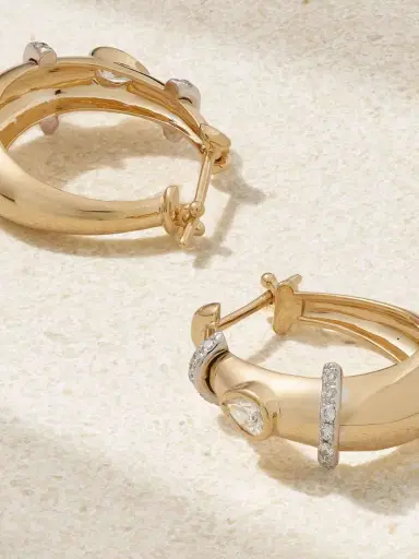 L’Atelier Nawbar Buoy 18-karat Yellow And Rhodium-plated White Gold Diamond Hoop Earrings | Thumbnail 3 L’Atelier Nawbar Buoy 18-karat Yellow And Rhodium-plated White Gold Diamond Hoop Earrings | Thumbnail 3