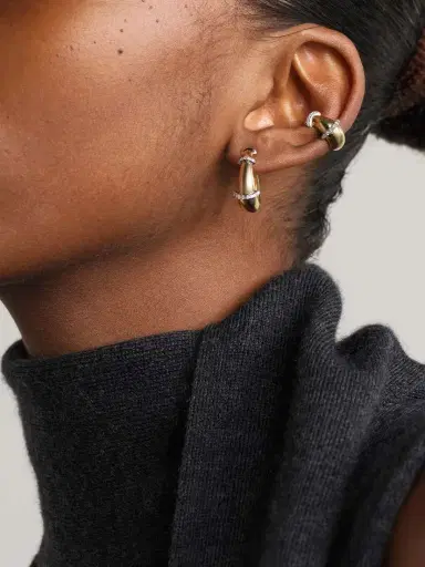 L’Atelier Nawbar Buoy 18-karat Yellow And Rhodium-plated White Gold Diamond Hoop Earrings | Thumbnail 4 L’Atelier Nawbar Buoy 18-karat Yellow And Rhodium-plated White Gold Diamond Hoop Earrings | Thumbnail 4