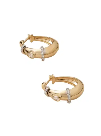 L’Atelier Nawbar Buoy 18-karat Yellow And Rhodium-plated White Gold Diamond Hoop Earrings | Thumbnail 1 L’Atelier Nawbar Buoy 18-karat Yellow And Rhodium-plated White Gold Diamond Hoop Earrings | Thumbnail 1