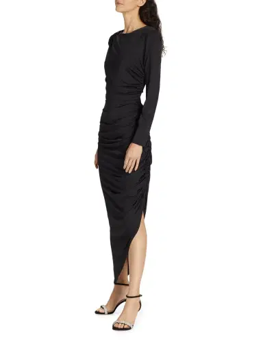 Veronica Beard Women's Tristana Ruched Asymmetric Midi-Dress - Black | Thumbnail 3 Veronica Beard Women's Tristana Ruched Asymmetric Midi-Dress - Black | Thumbnail 3