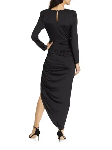 Veronica Beard Women's Tristana Ruched Asymmetric Midi-Dress - Black | Thumbnail 4 Veronica Beard Women's Tristana Ruched Asymmetric Midi-Dress - Black | Thumbnail 4