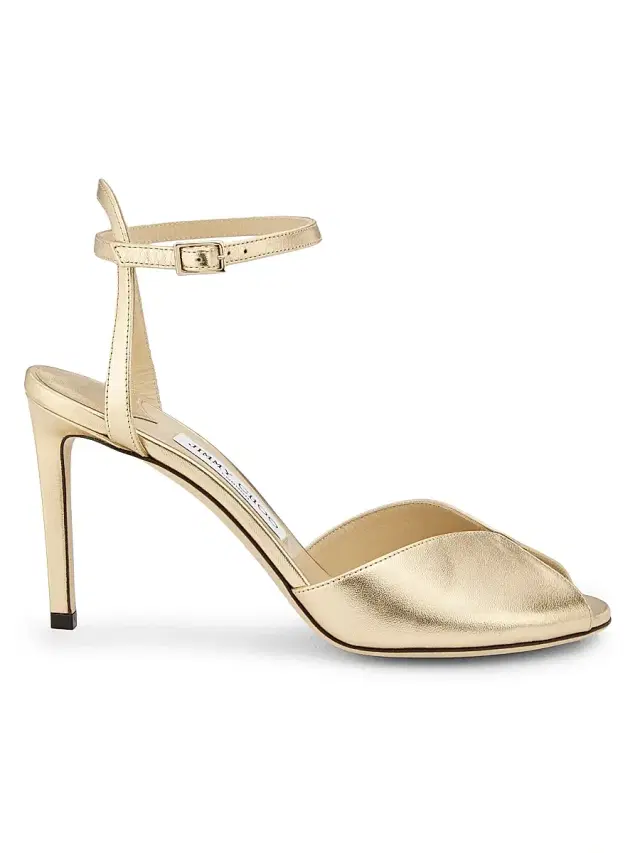 Jimmy Choo Women's Sacora 85MM Metallic Leather Sandals - Gold