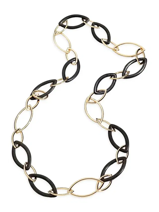 Women's Pop 18K Rose Gold & Ebony Long Chain Necklace - Rose Gold