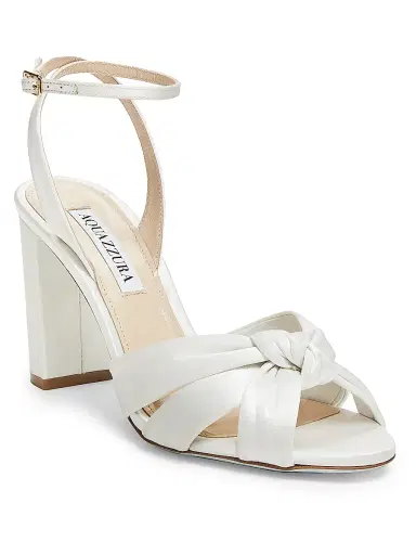 Aquazzura Women's Nina 85MM Knotted Satin Sandals - White - Size 10.5 | Thumbnail 2