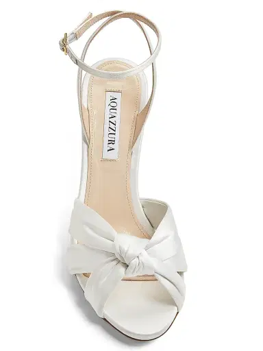 Aquazzura Women's Nina 85MM Knotted Satin Sandals - White - Size 10.5 | Thumbnail 3