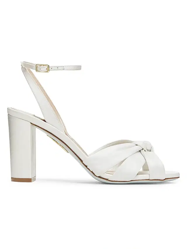 Aquazzura Women's Nina 85MM Knotted Satin Sandals - White