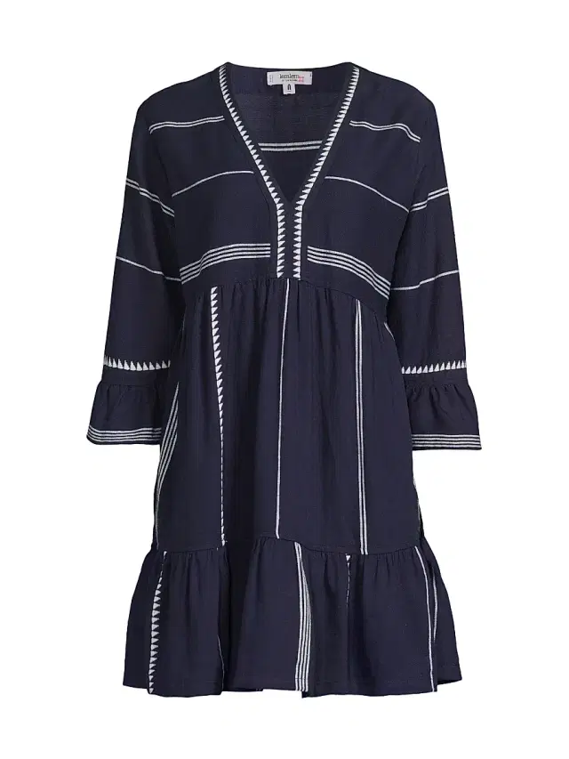 lemlem Women's Hanna Bell-Sleeve Minidress - Navy