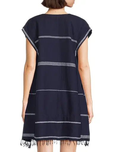 Lemlem Women's Elina Cotton V-Neck Caftan - Navy - Size XS | Thumbnail 5 Lemlem Women's Elina Cotton V-Neck Caftan - Navy - Size XS | Thumbnail 5