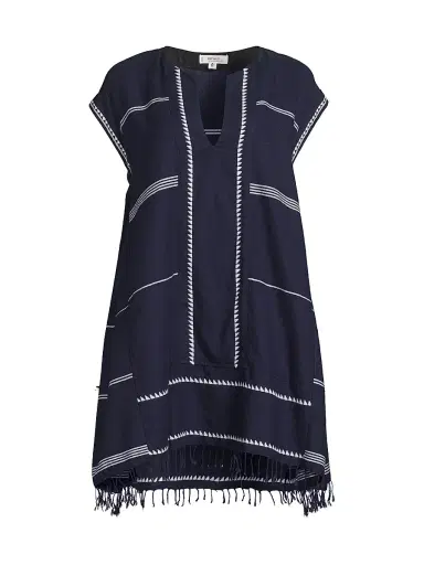 Lemlem Women's Elina Cotton V-Neck Caftan - Navy - Size XS | Thumbnail 1 Lemlem Women's Elina Cotton V-Neck Caftan - Navy - Size XS | Thumbnail 1
