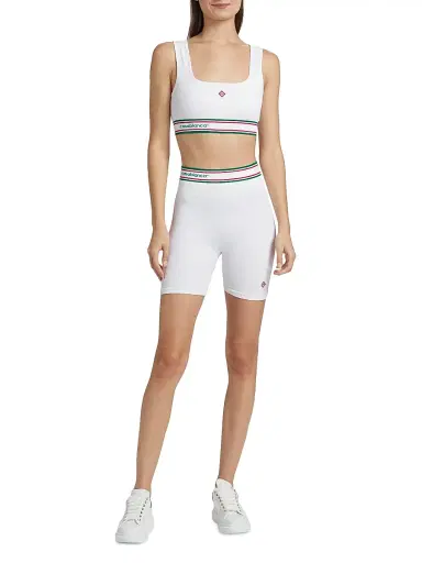 Casablanca Women's Rib-Knit Logo Sports Bra - White | Thumbnail 2 Casablanca Women's Rib-Knit Logo Sports Bra - White | Thumbnail 2