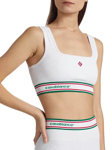 Casablanca Women's Rib-Knit Logo Sports Bra - White | Thumbnail 6 Casablanca Women's Rib-Knit Logo Sports Bra - White | Thumbnail 6