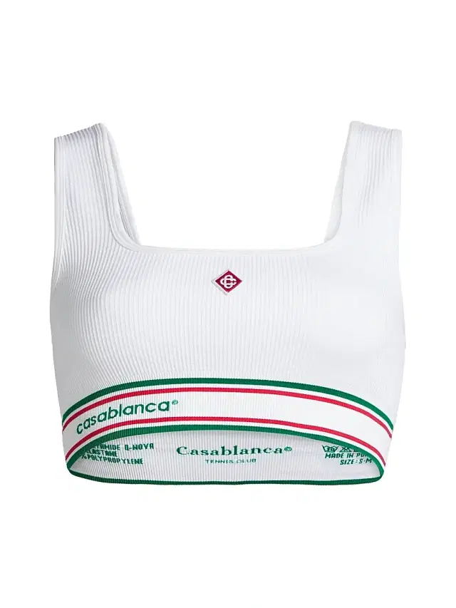 Women's Rib-Knit Logo Sports Bra - White