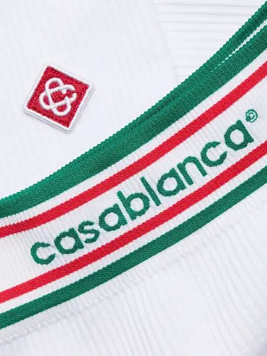 Casablanca Women's Rib-Knit Logo Fitted Shorts - Seamless White | Thumbnail 7