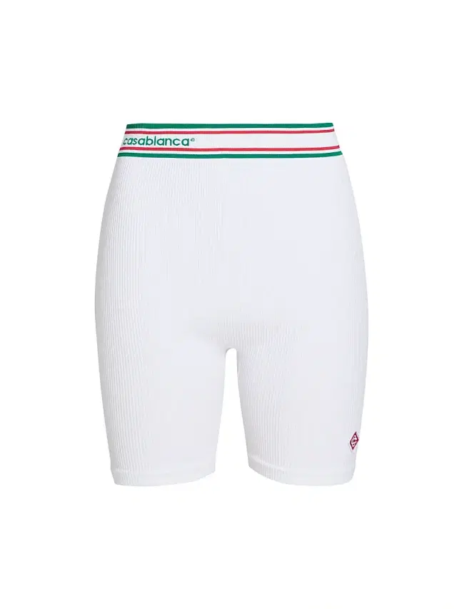 Women's Rib-Knit Logo Fitted Shorts - Seamless White