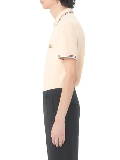 Valentino Garavani Men's Cotton Piqué Polo Shirt with VLogo Patch - Butter - Size Small | Thumbnail 3