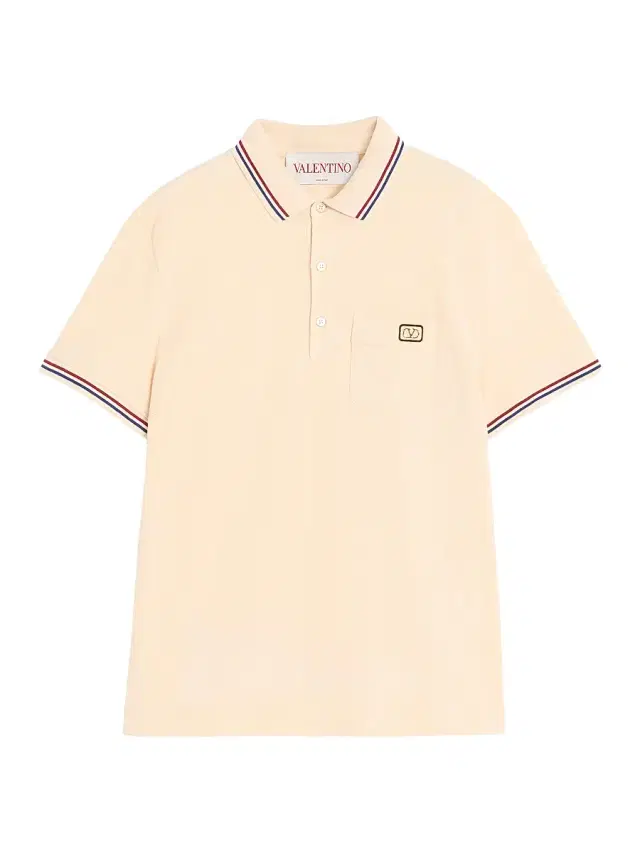Men's Cotton Piqué Polo Shirt with VLogo Patch - Butter