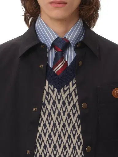 Valentino Garavani Men's Nylon Shirt Jacket with Rubberized V Detail - Navy - Size 42 | Thumbnail 5 Valentino Garavani Men's Nylon Shirt Jacket with Rubberized V Detail - Navy - Size 42 | Thumbnail 5