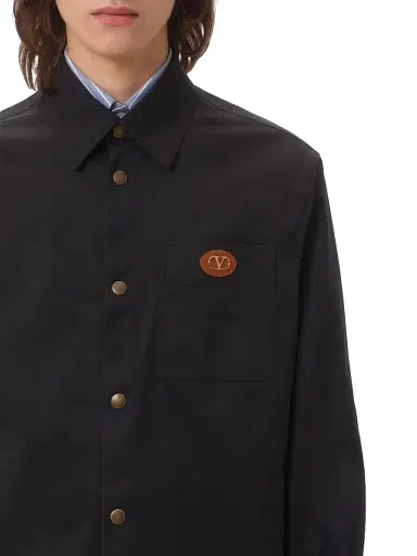 Valentino Garavani Men's Nylon Shirt Jacket with Rubberized V Detail - Navy - Size 42 | Thumbnail 6 Valentino Garavani Men's Nylon Shirt Jacket with Rubberized V Detail - Navy - Size 42 | Thumbnail 6