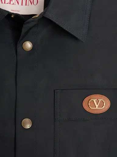 Valentino Garavani Men's Nylon Shirt Jacket with Rubberized V Detail - Navy - Size 42 | Thumbnail 7 Valentino Garavani Men's Nylon Shirt Jacket with Rubberized V Detail - Navy - Size 42 | Thumbnail 7