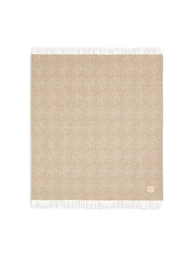 Anagram Wool-Cashmere Blanket - Beige
