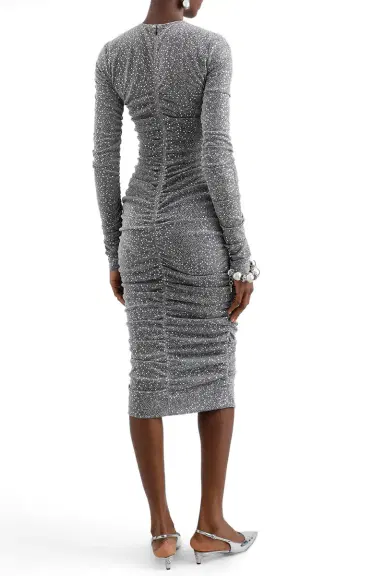 Dolce & Gabbana Long Sleeve Ruched Midi Dress | Thumbnail 4 Dolce & Gabbana Long Sleeve Ruched Midi Dress | Thumbnail 4