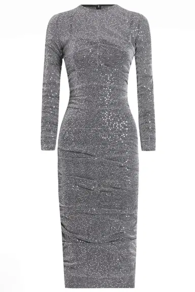 Dolce & Gabbana Long Sleeve Ruched Midi Dress | Thumbnail 1 Dolce & Gabbana Long Sleeve Ruched Midi Dress | Thumbnail 1