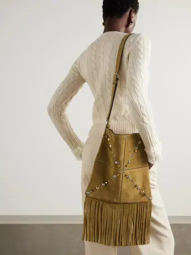 Valentino Garavani Nellcote Fringed Studded Suede Shoulder Bag | Thumbnail 2 Valentino Garavani Nellcote Fringed Studded Suede Shoulder Bag | Thumbnail 2