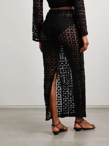 SARA CRISTINA Sun Embellished Crocheted Cotton Maxi Skirt | Thumbnail 3