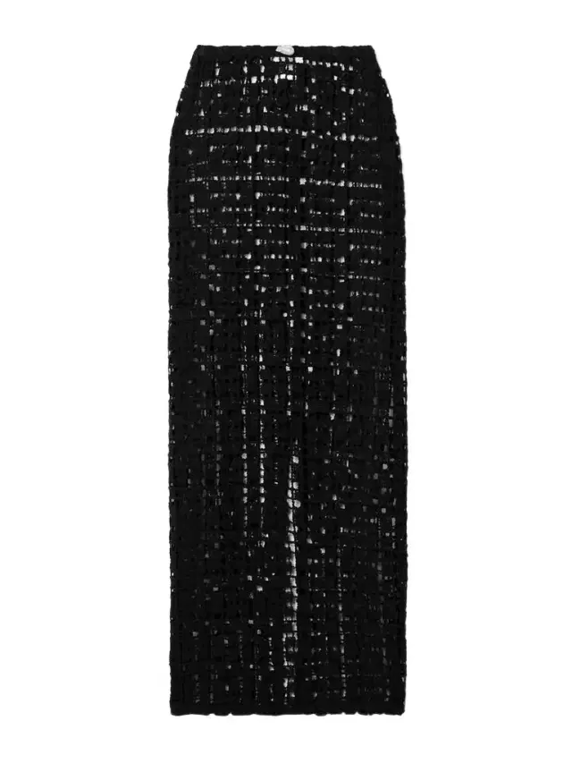 Sun Embellished Crocheted Cotton Maxi Skirt