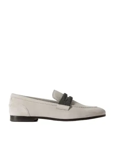 Brunello Cucinelli Bead-embellished Suede Loafers | Thumbnail 1