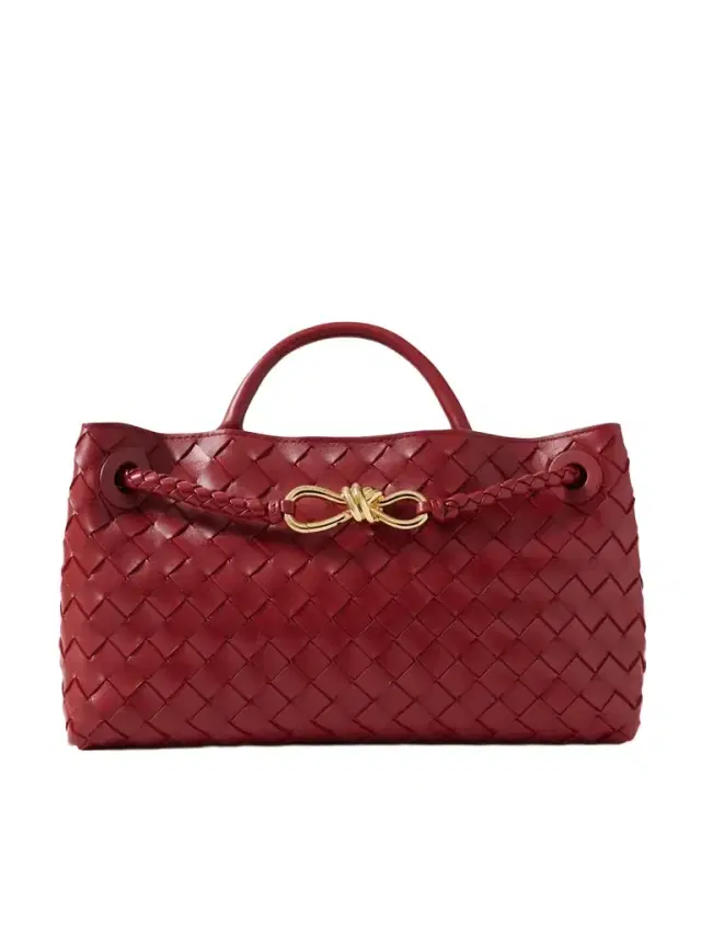 East/west Andiamo Small Intrecciato Leather Tote