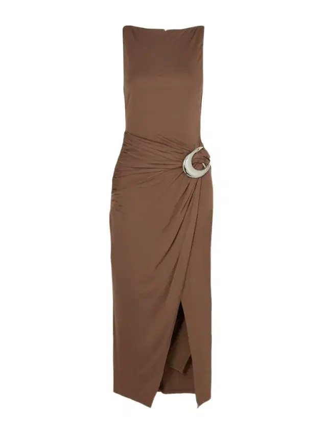 Talia Buckled Ruched Jersey Midi Dress