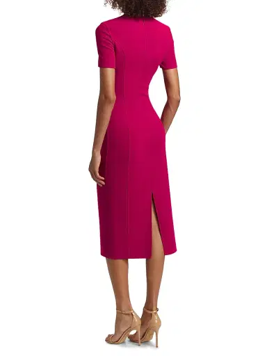 Michael Kors Collection Women's Stretch Wool Sheath Midi-Dress - Raspberry | Thumbnail 5