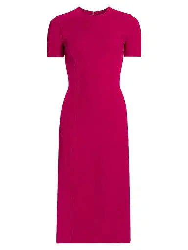 Michael Kors Collection Women's Stretch Wool Sheath Midi-Dress - Raspberry | Thumbnail 1