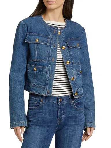A.L.C. Women's Cleo Denim Jacket - Medium Wash | Thumbnail 3