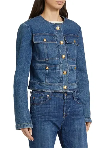 A.L.C. Women's Cleo Denim Jacket - Medium Wash | Thumbnail 4