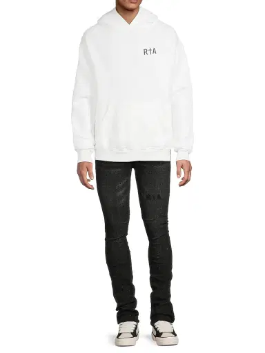 RTA Men's Dion Cross Cotton Hoodie - White Black Cross - Size Small | Thumbnail 2