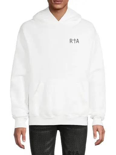 RTA Men's Dion Cross Cotton Hoodie - White Black Cross - Size Small | Thumbnail 3