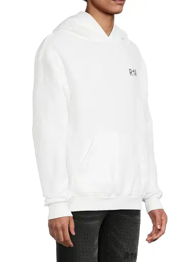 RTA Men's Dion Cross Cotton Hoodie - White Black Cross - Size Small | Thumbnail 4