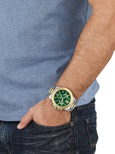 Versace Men's New Chrono Stainless Steel Watch - Green | Thumbnail 4 Versace Men's New Chrono Stainless Steel Watch - Green | Thumbnail 4