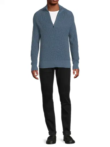 Michael Kors Men's Mixed Stitch Quarter-Zip Sweater - Dark Chambray | Thumbnail 2