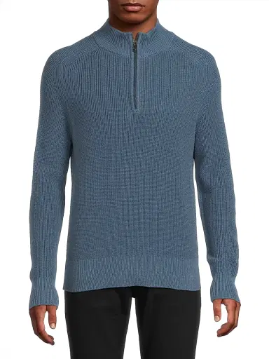 Michael Kors Men's Mixed Stitch Quarter-Zip Sweater - Dark Chambray | Thumbnail 3