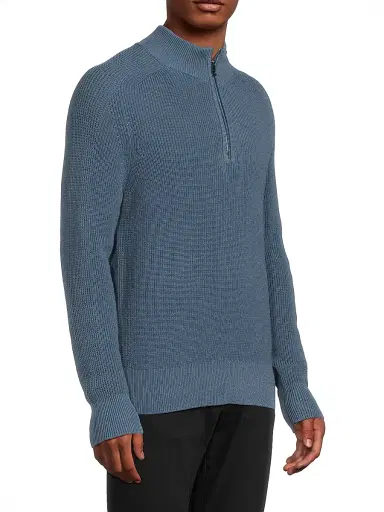 Michael Kors Men's Mixed Stitch Quarter-Zip Sweater - Dark Chambray | Thumbnail 4