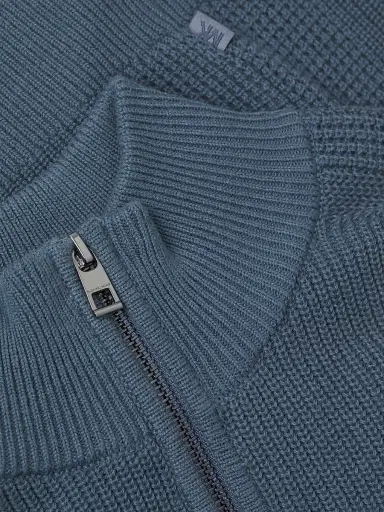 Michael Kors Men's Mixed Stitch Quarter-Zip Sweater - Dark Chambray | Thumbnail 6