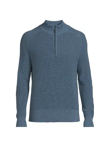 Michael Kors Men's Mixed Stitch Quarter-Zip Sweater - Dark Chambray | Thumbnail 1