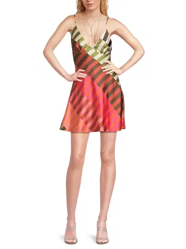 Hutch Women's Suki Stripe Satin Minidress - Multicolor Two Tone Stripes Stretch | Thumbnail 2