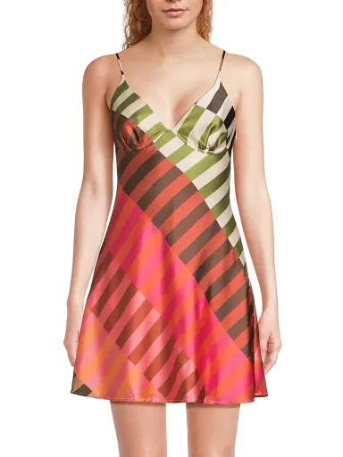 Hutch Women's Suki Stripe Satin Minidress - Multicolor Two Tone Stripes Stretch | Thumbnail 3
