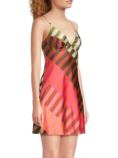 Hutch Women's Suki Stripe Satin Minidress - Multicolor Two Tone Stripes Stretch | Thumbnail 4