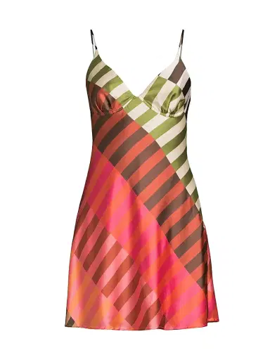 Hutch Women's Suki Stripe Satin Minidress - Multicolor Two Tone Stripes Stretch | Thumbnail 1