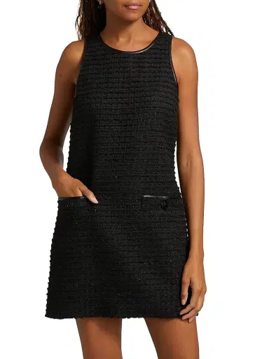 L'AGENCE Women's Florian Tweed Shift Midi-Dress - Black Black Rose | Thumbnail 3